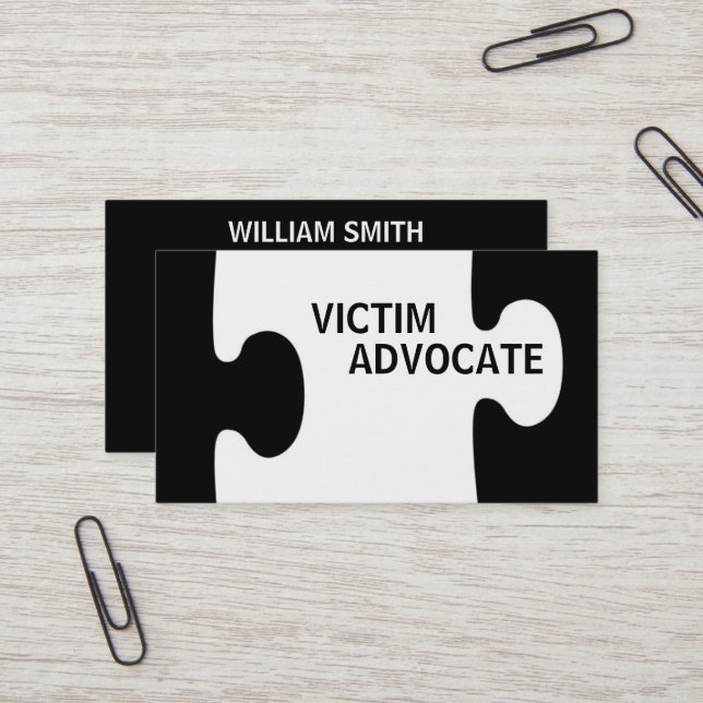 Victim Advocate Puzzle Piece Business Card (Front/Back In Situ)