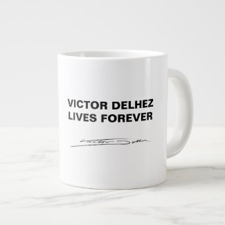 Victor Delhez lives forever large coffee mug