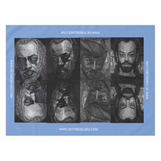 Victor Delhez quadruple portrait tablecloth (blue)