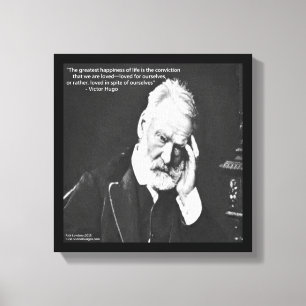 Victor Hugo & Happiness Quote Canvas Print