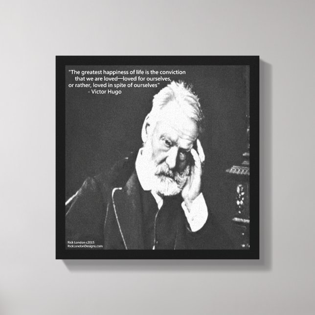 Victor Hugo & Happiness Quote Canvas Print (Front)