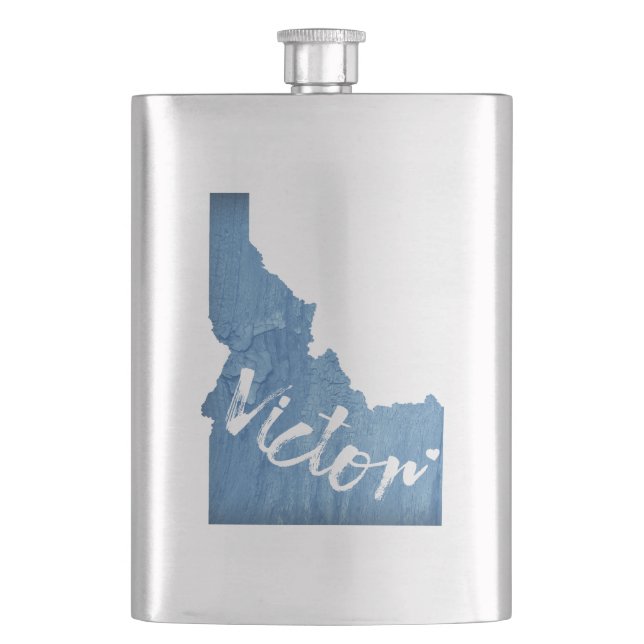 Victor Idaho Wood Grain Hip Flask (Front)