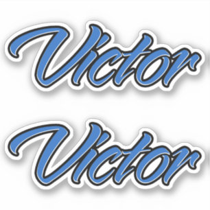Victor name blue sticker embroiderset