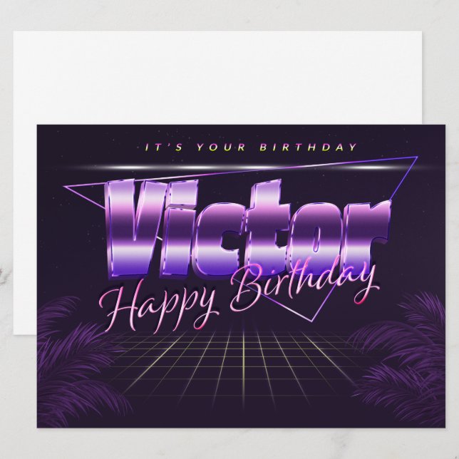 Victor Name First name pura retro card Birthday (Front/Back)