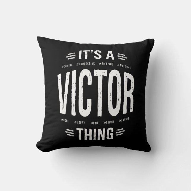 Victor Personalised Name Birthday Gift Cushion (Front)