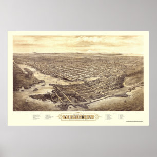 Victoria, BC, Canada Panoramic Map - 1878 Poster
