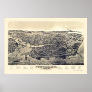 Victoria, BC, Canada Panoramic Map - 1889 Poster