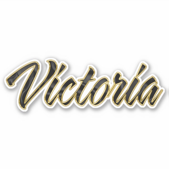 Victoria black gold lettering sticker (Front)