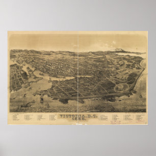 Victoria British Columbia 1889 Antique Panorama Poster