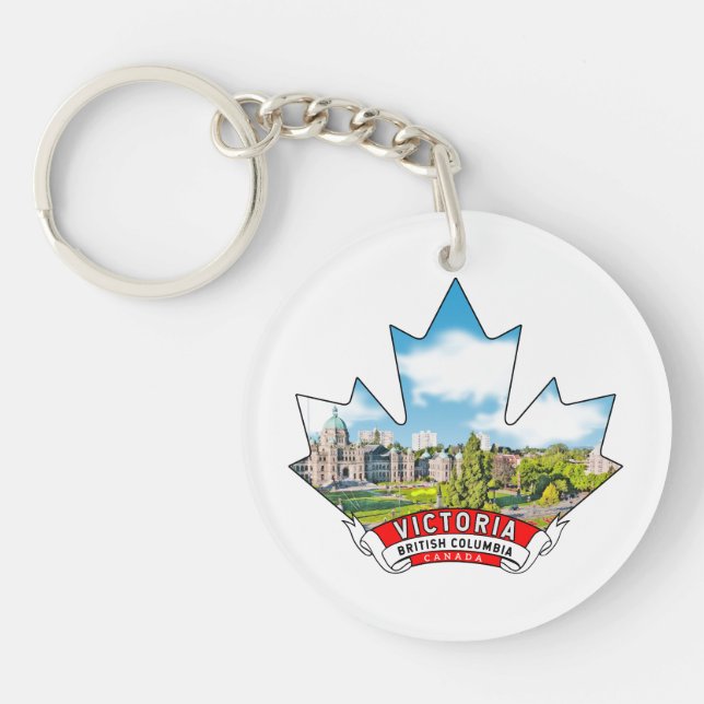 Victoria, British Columbia Canada Maple Key Ring (Front)