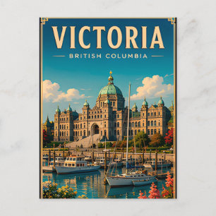 🌸 Victoria British Columbia Harbour Postcard