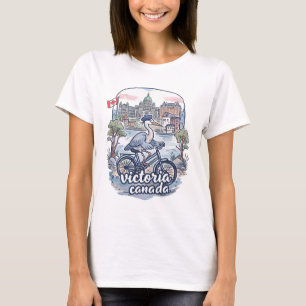 Victoria Canada Bicycling Cute Heron T-Shirt