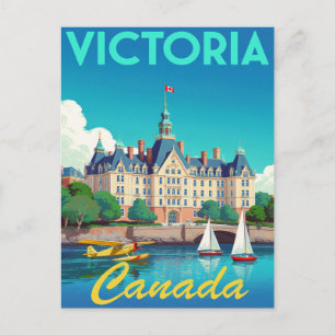 Victoria Canada Harbor Vintage Art Postcard