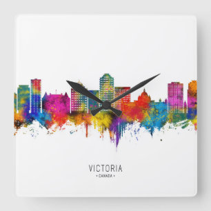 Victoria Canada Skyline Square Wall Clock