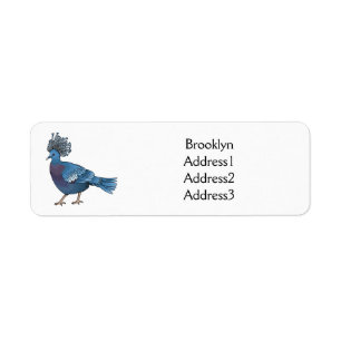 Victoria crowned pigeon bird cartoon illustration