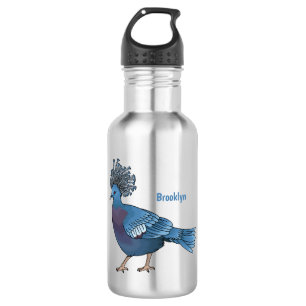 Victoria crowned pigeon bird cartoon illustration 532 ml water bottle