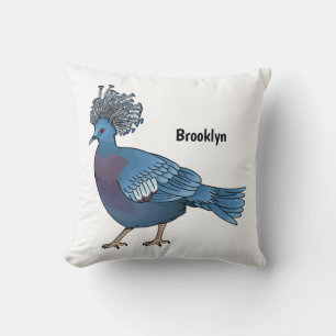 Victoria crowned pigeon bird cartoon illustration cushion