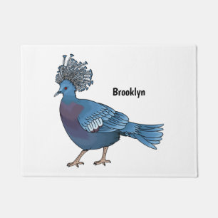 Victoria crowned pigeon bird cartoon illustration doormat