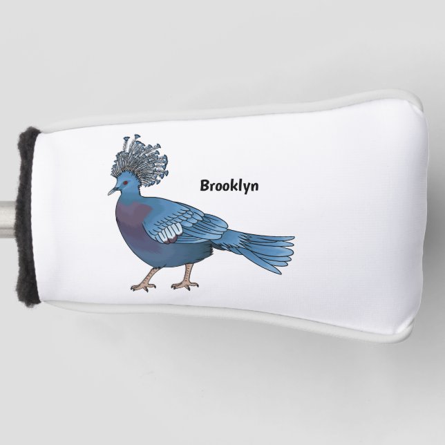 Victoria crowned pigeon bird cartoon illustration golf head cover (Front)