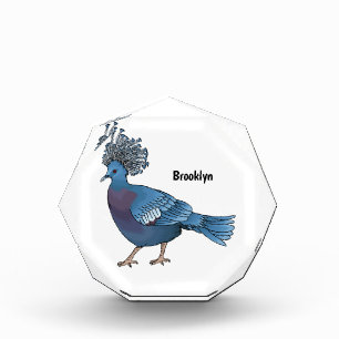 Victoria crowned pigeon bird cartoon illustration photo block