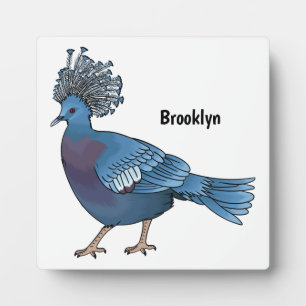Victoria crowned pigeon bird cartoon illustration plaque
