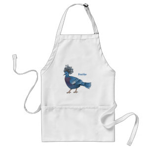 Victoria crowned pigeon bird cartoon illustration standard apron