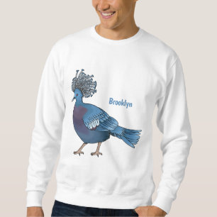 Victoria crowned pigeon bird cartoon illustration sweatshirt