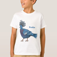 Victoria crowned pigeon bird cartoon illustration