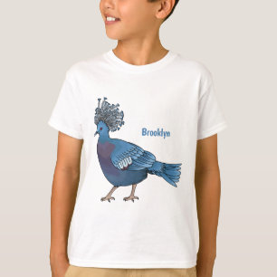 Victoria crowned pigeon bird cartoon illustration T-Shirt