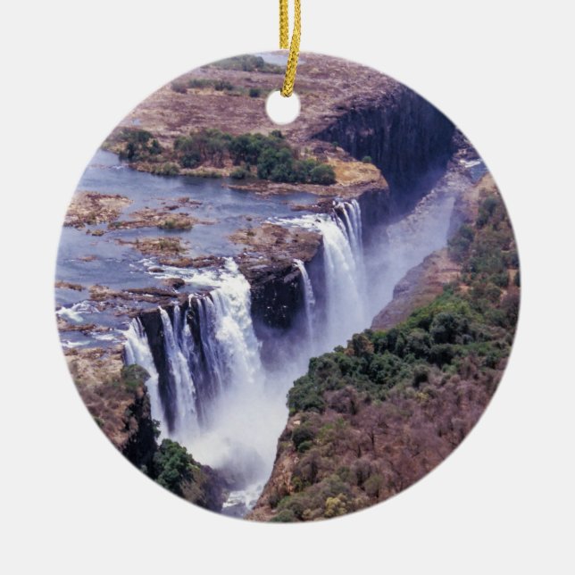 Victoria Falls aerial view - Zimbabwe, Africa Ceramic Tree Decoration (Front)
