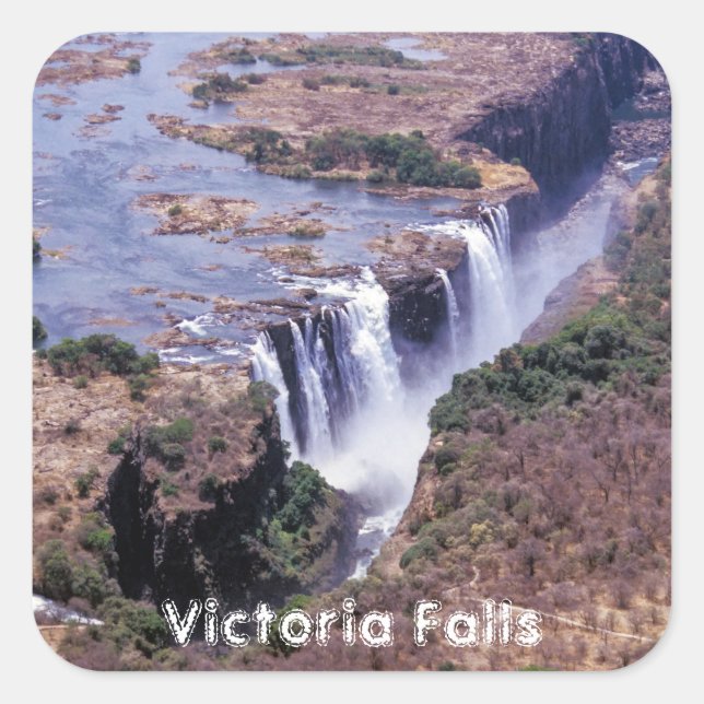 Victoria Falls aerial view - Zimbabwe, Africa Square Sticker (Front)