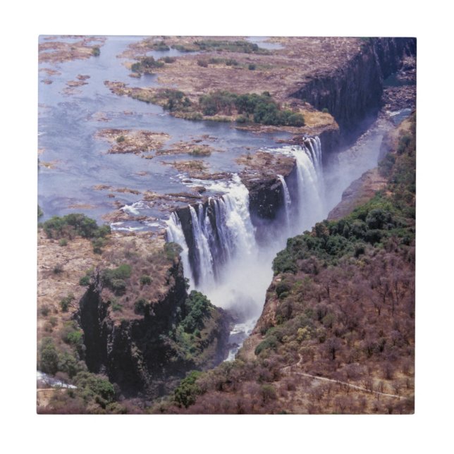 Victoria Falls aerial view - Zimbabwe, Africa Tile (Front)