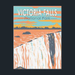 Victoria Falls National Park Travel Art Vintage Postcard<br><div class="desc">Victoria Falls in a vector art style. It is located on the border between Zambia and Zimbabwe and is one of the world's largest waterfalls,  with a width of 1, 708 m.</div>