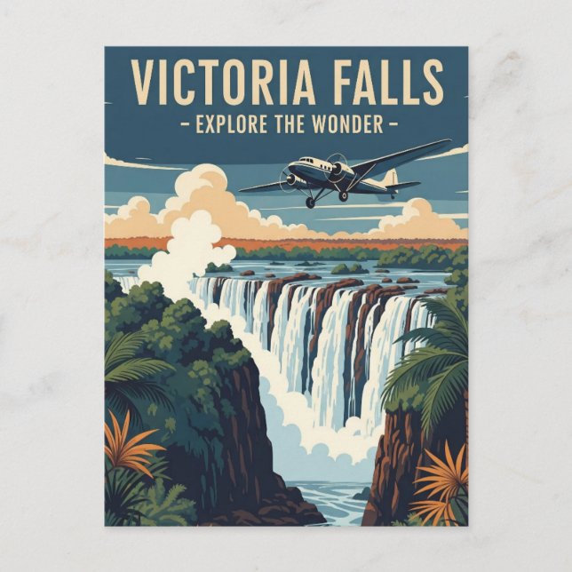 Victoria Falls Zambia Zimbabwe Travel Vintage Postcard (Front)