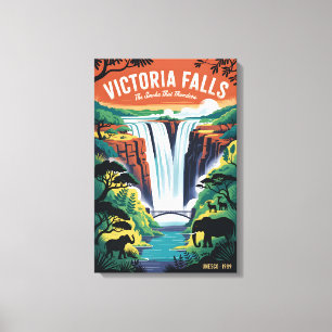 Victoria Falls Zimbabwe Retro Travel Poster Canvas Print