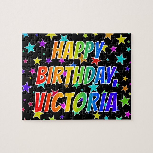 "VICTORIA" First Name, Fun "HAPPY BIRTHDAY" Jigsaw Puzzle (Horizontal)