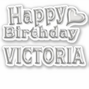 Victoria Happy Birthday silver sticker sticker