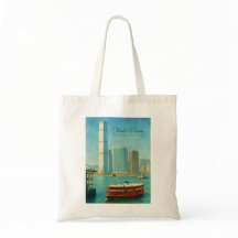 Victoria Harbour Hong Kong Retro Skyline