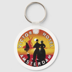 Victoria Hotel Amsterdam Vintage Lable Key Ring