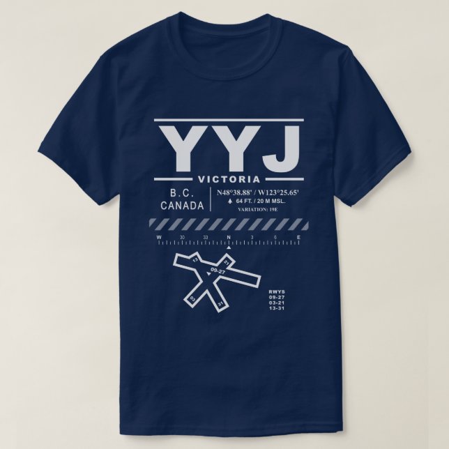 Victoria International Airport YYJ Tee Shirt: (Design Front)