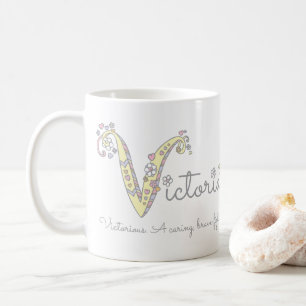 Victoria name meaning decorative V monogram mug