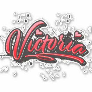 Victoria red Heart Graffiti Sticker