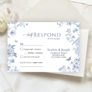 VICTORIA Regency Blue French Garden Response Card
