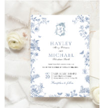 VICTORIA Regency Blue French Garden Wedding Invite