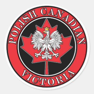 Victoria Round Polish Canadian Leaf Classic Round Sticker