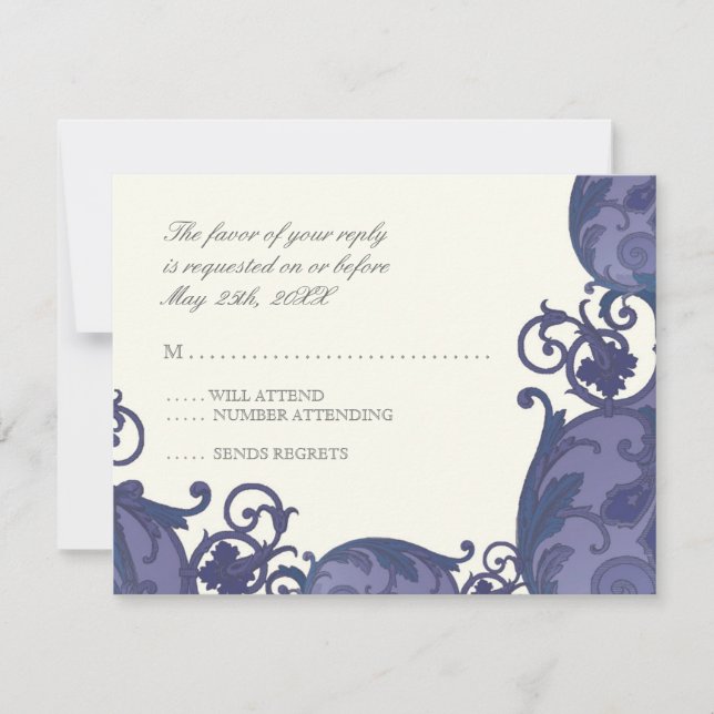 Victoria RSVP Response Card - Blue Purple (Front)