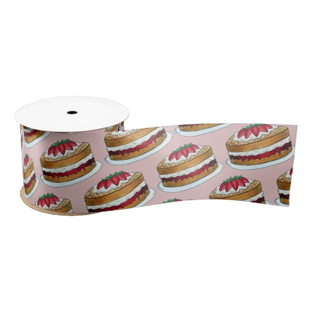 Victoria Sandwich Sponge Cake UK British Pastry Satin Ribbon (Spool)