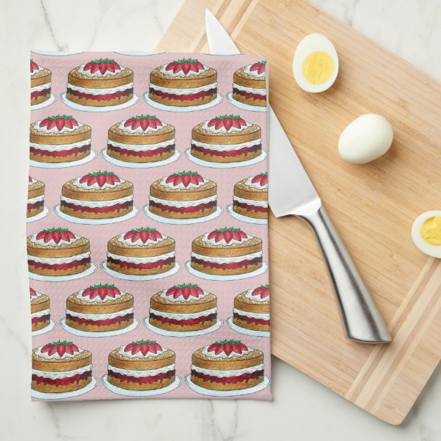 Victoria Sponge Cake British Pastry Chef UK Bakery Tea Towel (Quarter Fold)