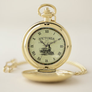 Victoria Station ~ Steam Engine ~ London England ~ Pocket Watch