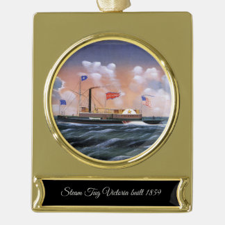 Victoria steam tug 1859 gold plated banner ornament